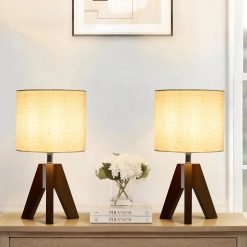Booniture Set of 2 Tripod Table Lamps, Dimmable, Boho Modern Nightstand Lamps for Bedroom Living Room Office bifanuoyard