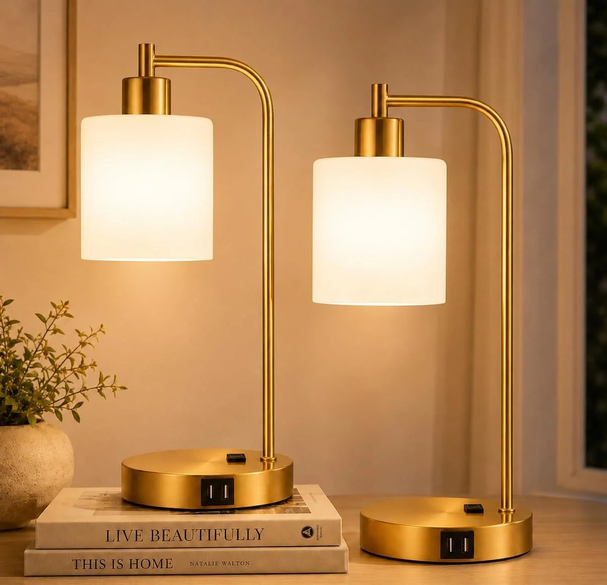 Set of 2 Industrial Touch Control Table Lamps with USB C+A Ports and AC Outlet, Dimmable, Bulb Included bifanuoyard - Image 4