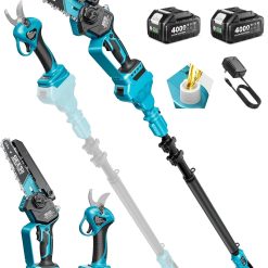 SEESII 4-in-1 Pole Saw & Pruning Shears Combo Kit with Brushless Motor