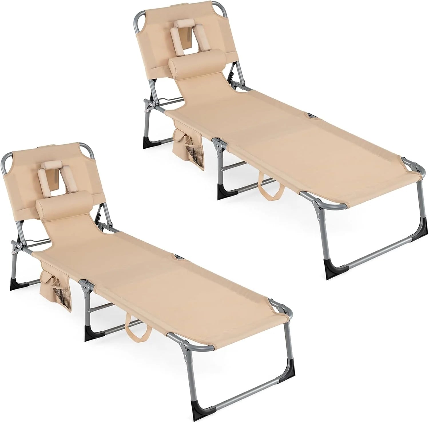 New Arrivals Tanning Chair with Face Hole, Folding Beach Lounge Chair with 4-Position Adjustable Backrest, Camping (1 - Image 11