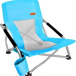 New Arrivals C Low Beach Camping Folding Chair, Compact Backpacking River Sand Chair for Adults 2 Pack, Festival (2 Pack Blue)