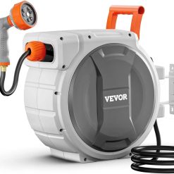 Alternative view of VEVOR Retractable Garden Hose Reel, 1/2 in x 50 ft, Wall Mounted Hose Reel with 9-Function Sprayer Nozzle and 180° bifanuoyard