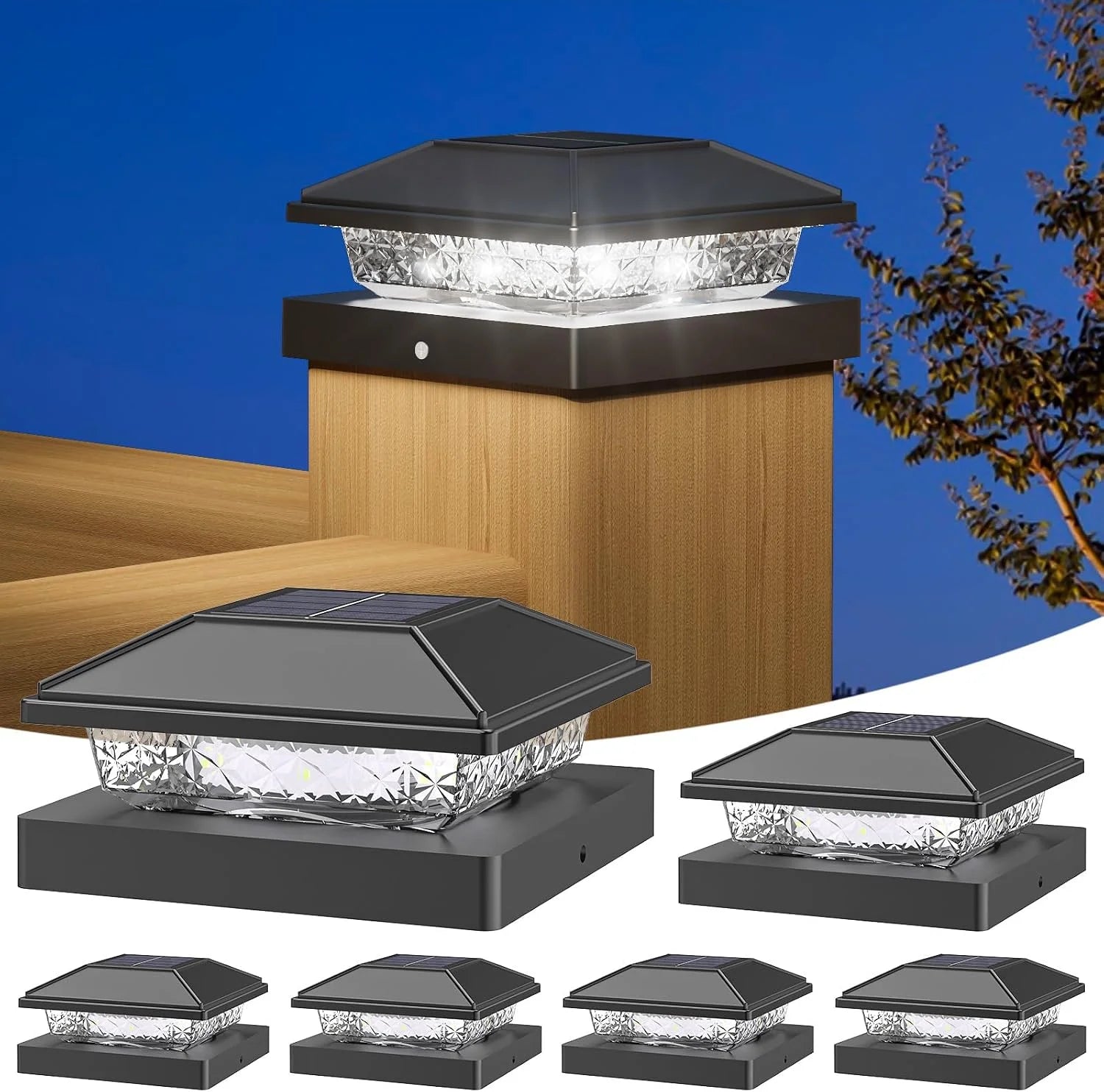 New Arrivals Solar Post Cap Lights, 4x4 Post Solar Light Cool White, White 12 Pack " For Home Projects - Image 3