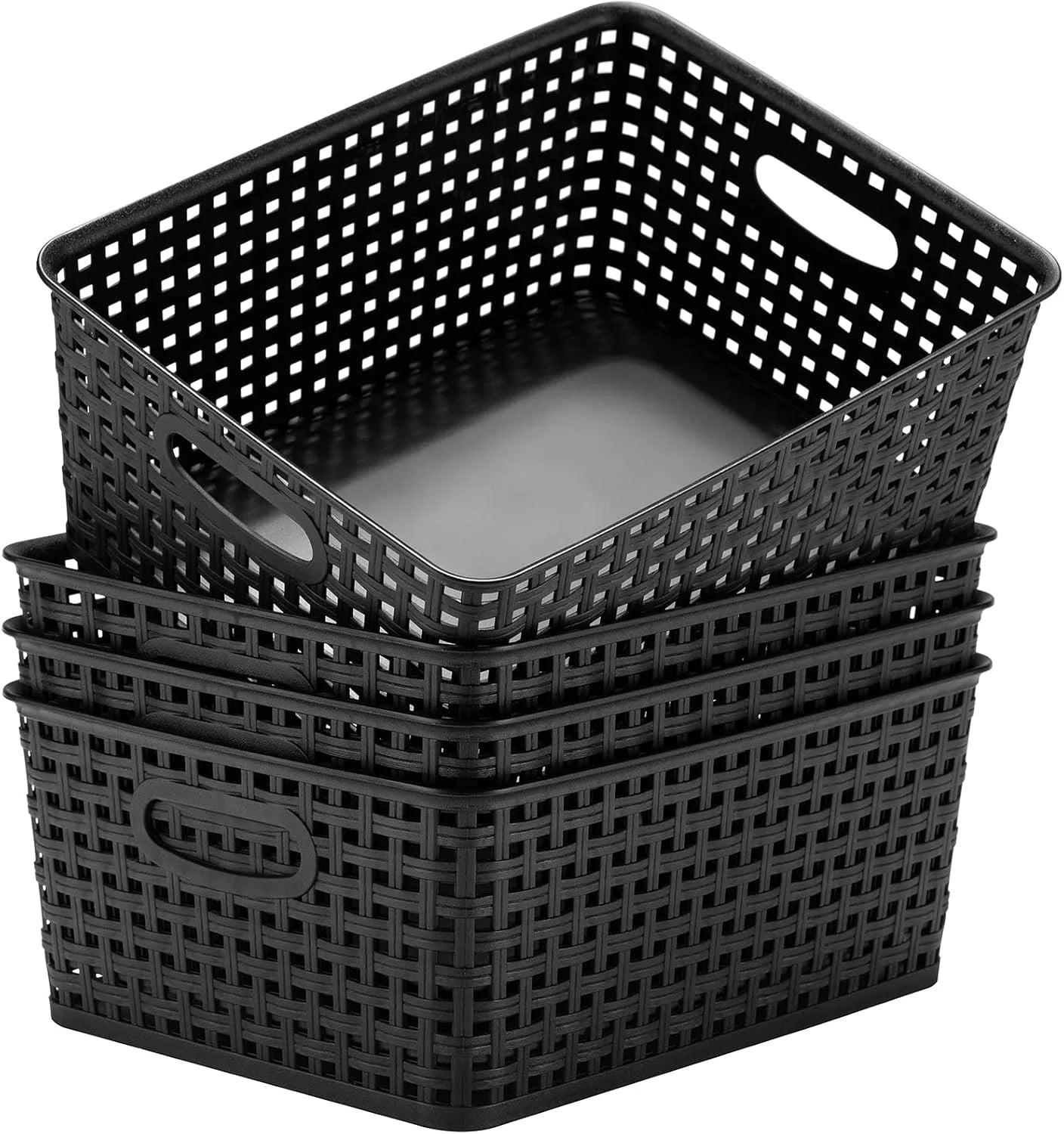 Plastic Storage Baskets for Organizing,11X8.5X4.7,Pack of 4 (Grey) bifanuoyard - Image 2