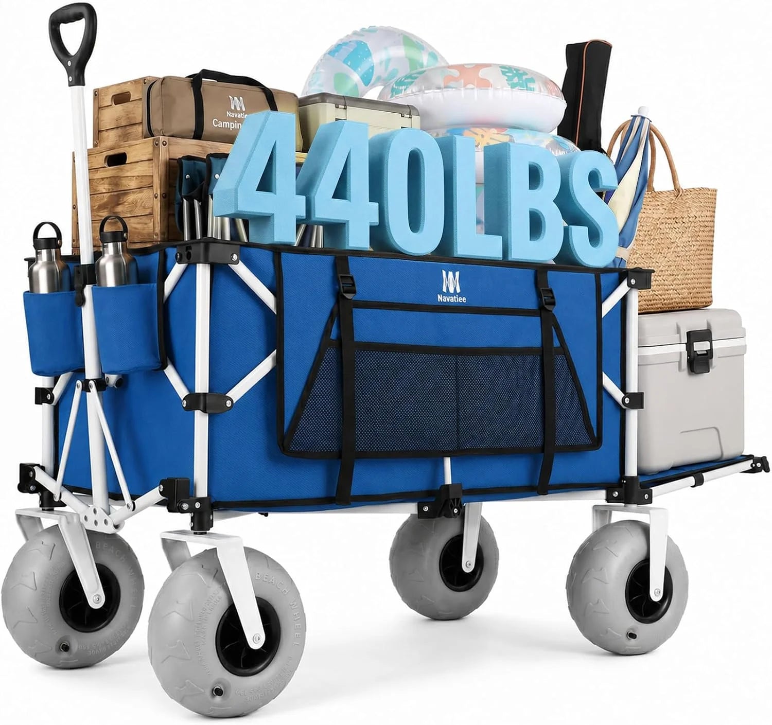 New Arrivals Navatiee 260L Beach Wagon with Extended Tailgate, 440lbs Heavy Duty Beach Cart with 9" Big Balloon Wheels for Sand - Image 2