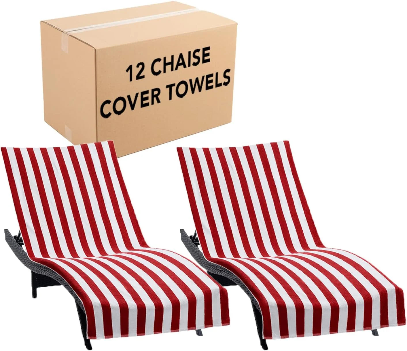 New Arrivals California Chaise Lounge Cover Towel with Pocket – Pack of 2 – Striped 100% Cotton Cabana Cover for Beach Pool – For Home Projects - Image 6