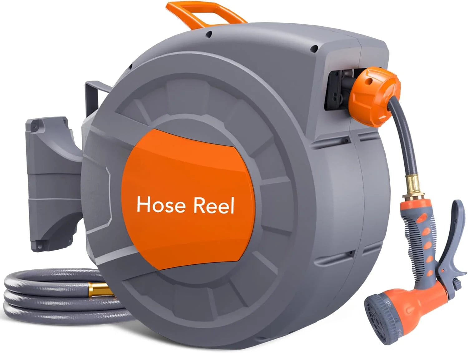 GAOMON Retractable Garden Hose Reel, 1/2 in x 72 ft, Wall Mounted, 9-Function Sprayer, 180° Swivel bifanuoyard