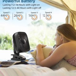 Alternative view of New Arrivals 20000mAh Rechargeable Portable Clip-on Fan, Battery Operated, Last 78 Hrs, 4 Speeds with Light & Hook
