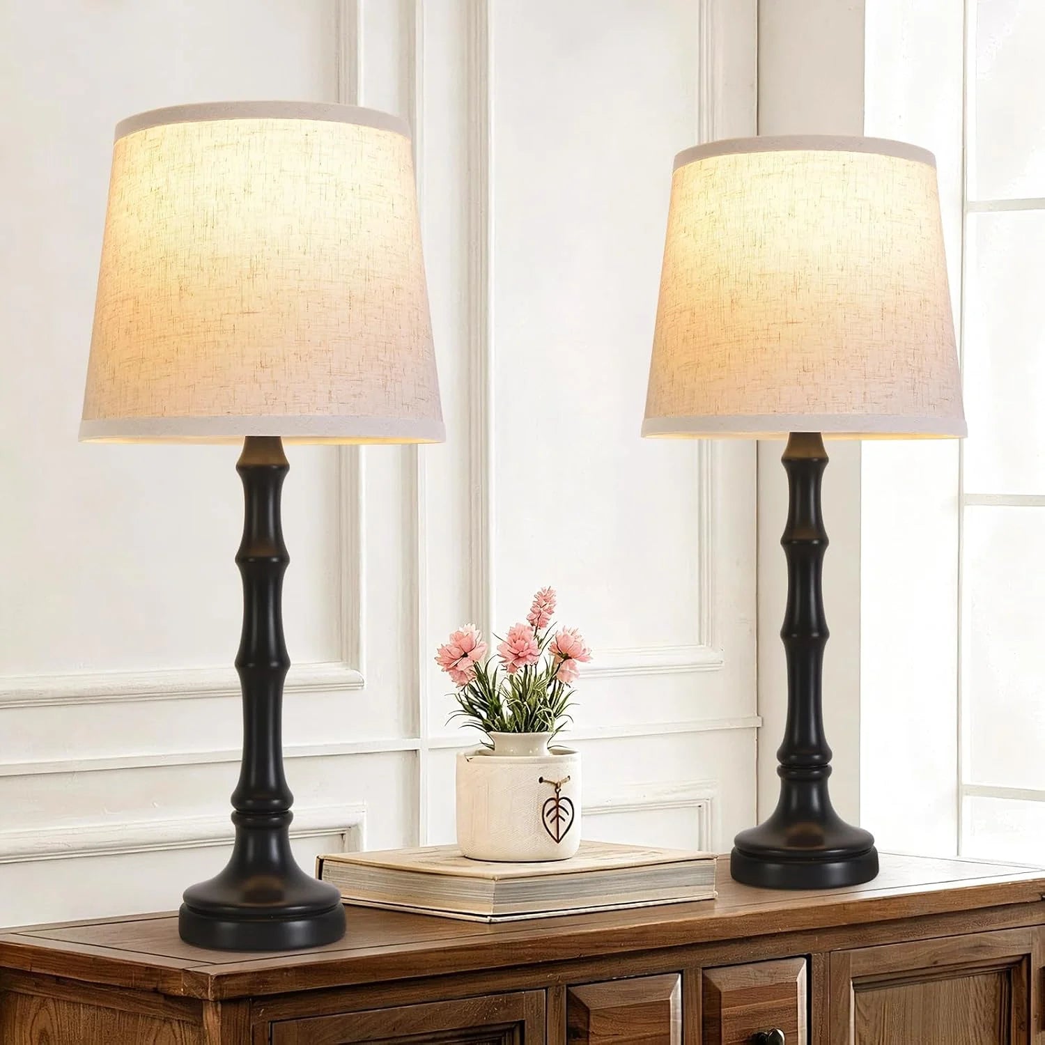 New Arrivals Modern Farmhouse Table Lamp Bedside Reading Lamps Living Room End Tables Set Lamps for Night Stands Bedroom - Image 2