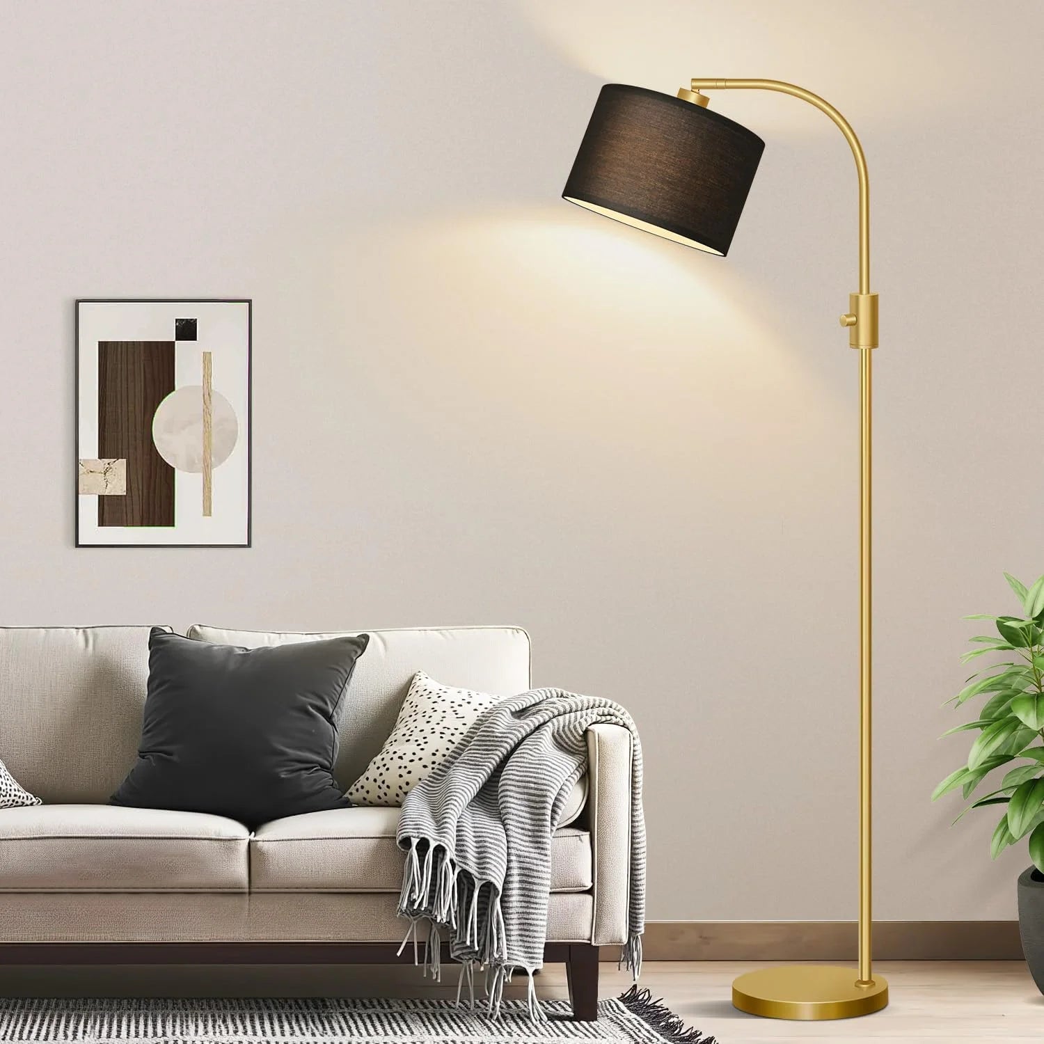 Nintiue Upgraded Modern Arc Dimmable Tall Standing Floor Lamp with Linen Shade, Bulb Included bifanuoyard - Image 6