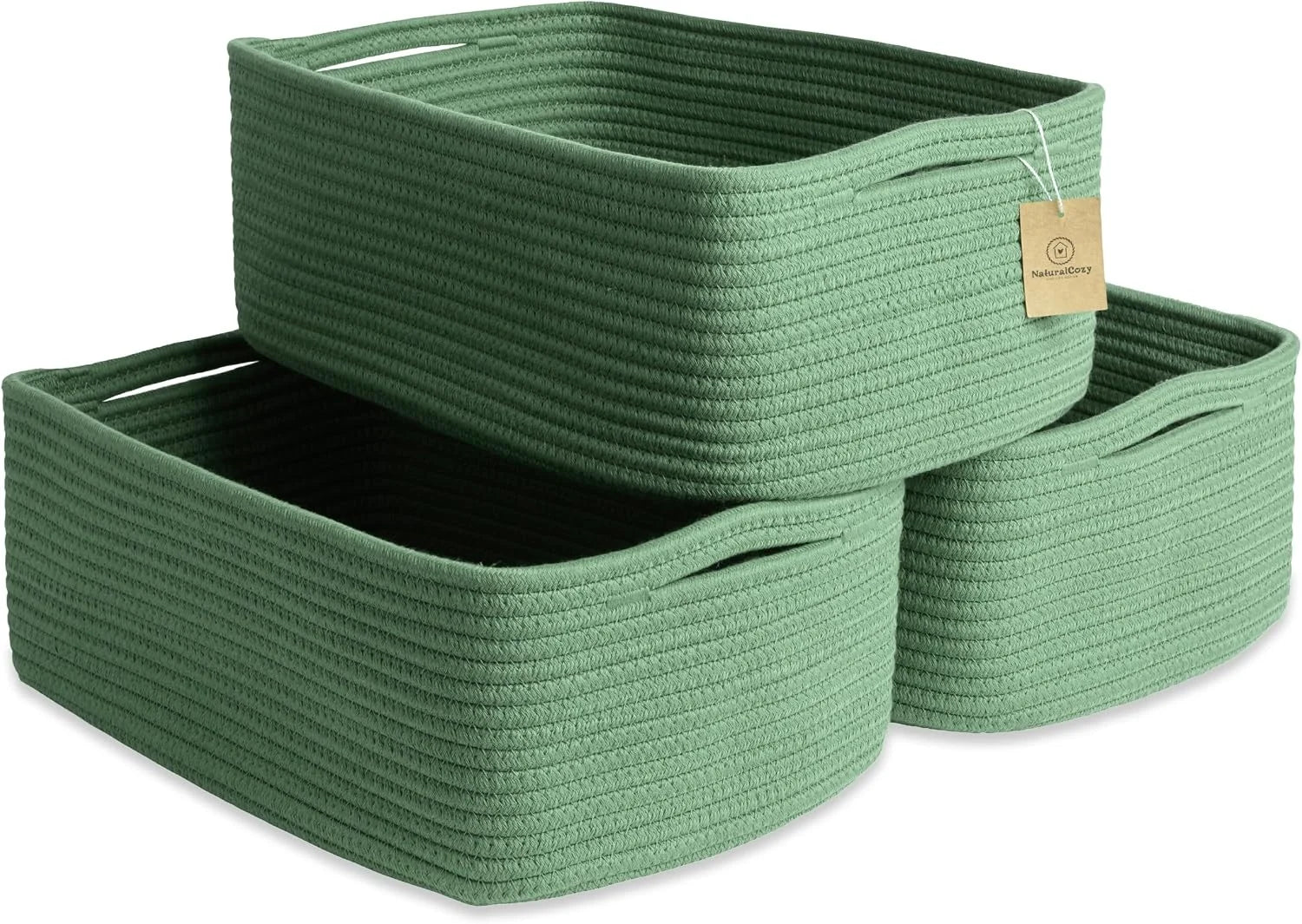 Woven Rope Baskets for Organizing, 3 Pack, 15.5 x 11 x 5.5 Storage Bins, Storage baskets and organizer bins for bifanuoyard - Image 7