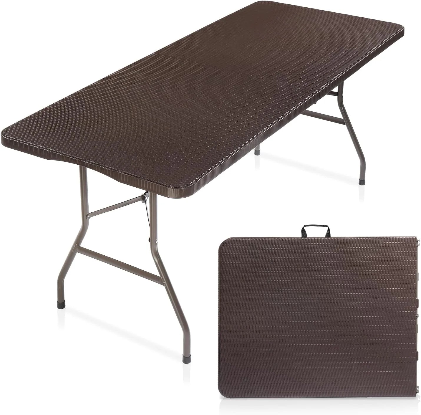 New Arrivals VINGLI 4 FT Plastic Folding Camping Table,3-Level Adjustable Height, Portable in/Outdoor Party Picnic Dining Desk - Image 7