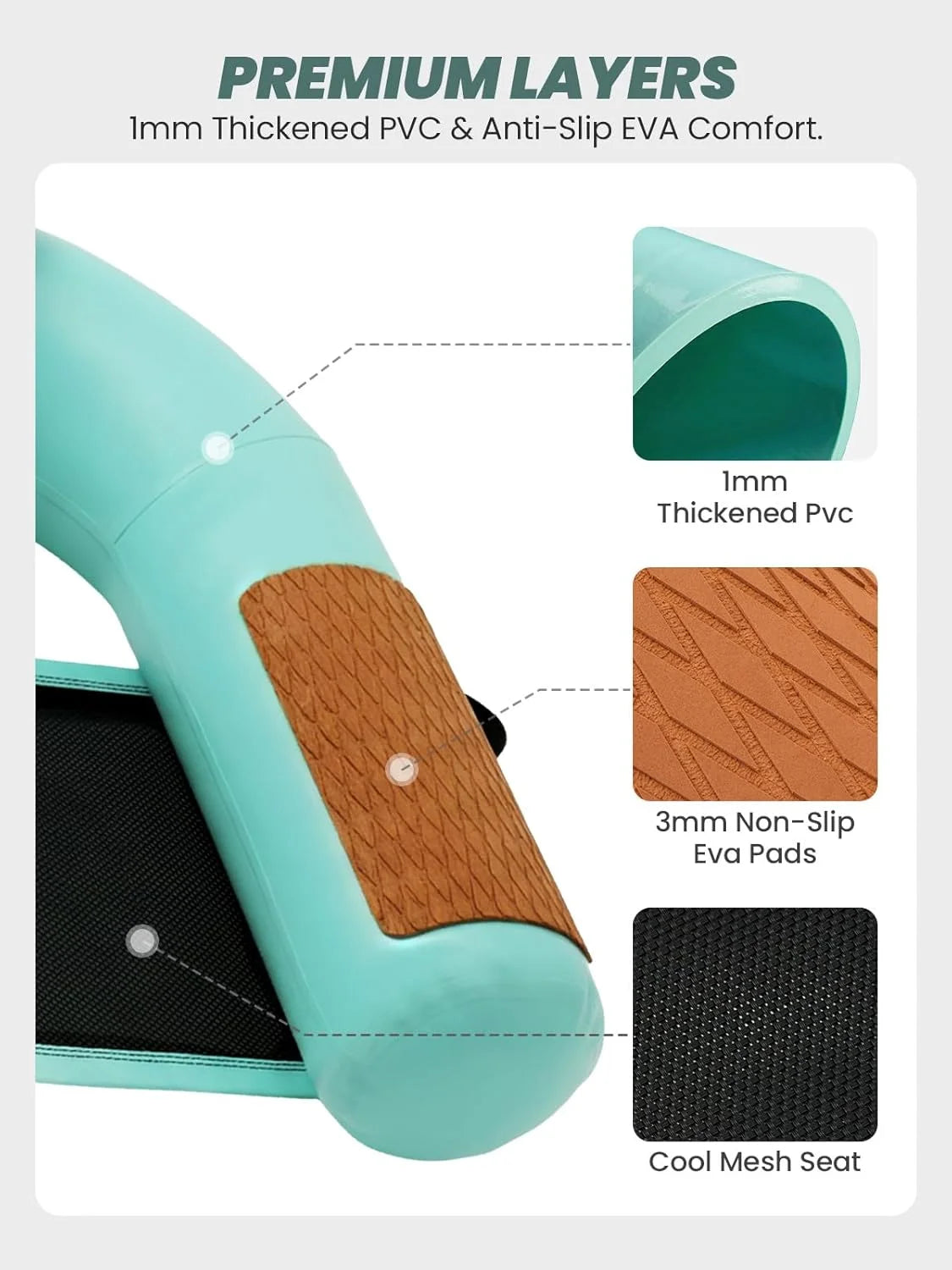 Zeraty Heavy Duty Double-Sided PVC Scrim Floating Chair Inflatable Pool Lounger for Adults, Premium Water Hammock with bifanuoyard - Image 5