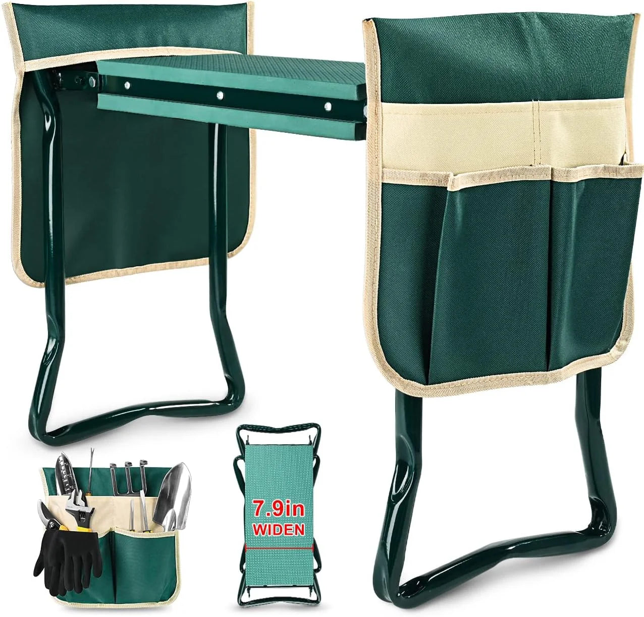 Upgraded Garden Kneeler and Seat with Thicken & Widen Soft Kneeling Pad, Heavy Duty Foldable Gardener Stool with 2 - Image 2