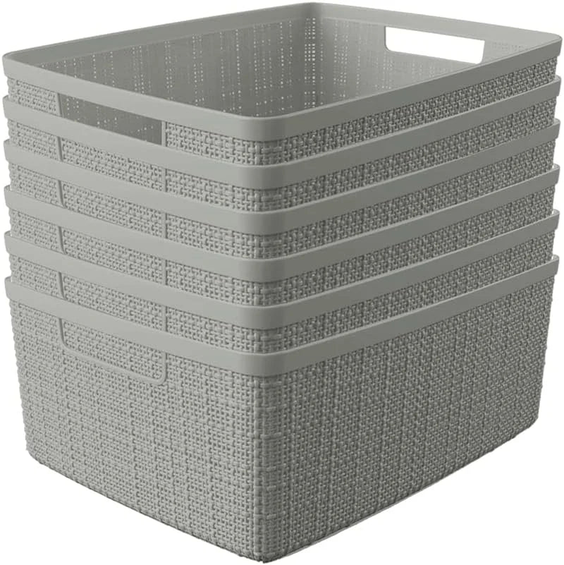 Curver Set of 4 Large Cube 17L Jute Decorative Plastic Organization and Storage Baskets, Perfect Bins for Home bifanuoyard - Image 4