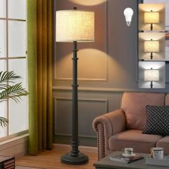 Alternative view of Floor Lamp, Vintage Standing Lamp Reading Light with Linen Shade Retro Tall Lamp for Bedroom Office bifanuoyard