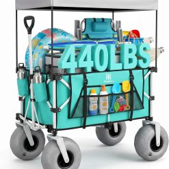 Alternative view of Navatiee Beach Wagon with Big Balloon Wheels for Sand, 200L Extra Large Beach Cart with Canopy