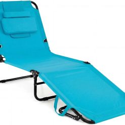 New Arrivals Beach Lounge Chair, Sunbathing Chair Patio Lounge Chair Folding Adjustable Recliner with Hole for Face