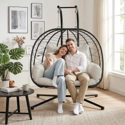 Bifanuo Double Hanging Egg Chair with Stand