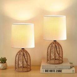 Alternative view of EJIAXIN Table Lamps Set of 2-13.5 Small Boho Lamp, Farmhouse Rustic Ceramic Table Lamp for Bedroom bifanuoyard