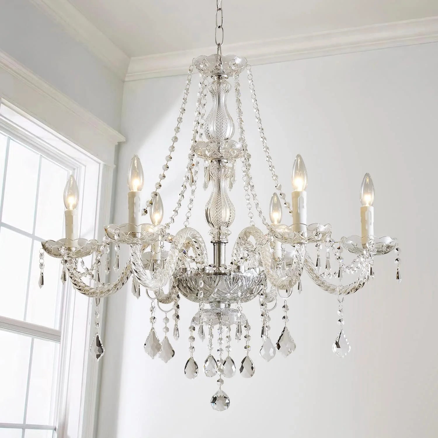 Mossi 5 Light Modern Contemporary Elegant K9 Crystal Glass Chandelier Pendant Ceiling Lighting Fixture - Image 9
