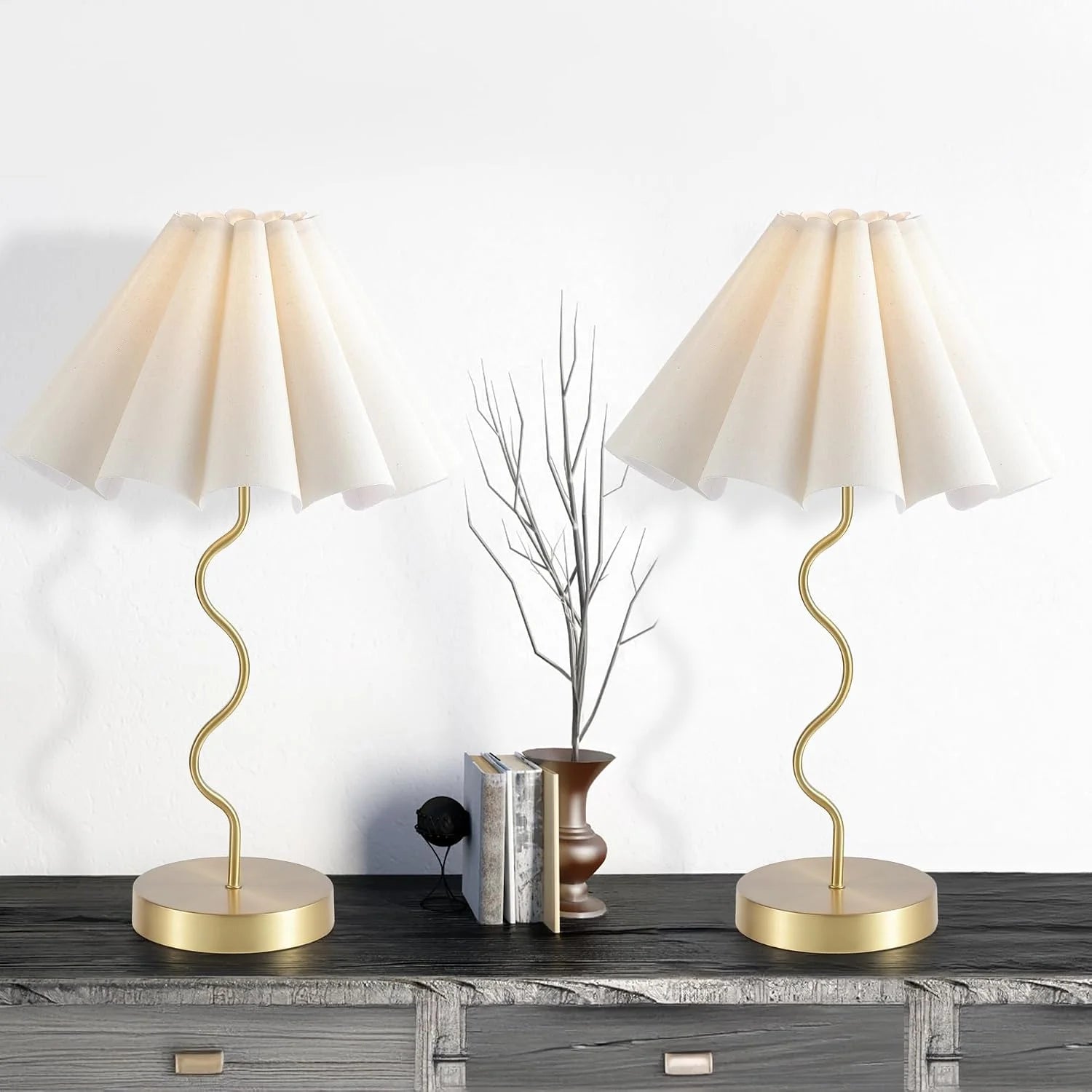 New Arrivals Pleated Table Lamp, Modern Lamp for Bedroom Home Office Decor