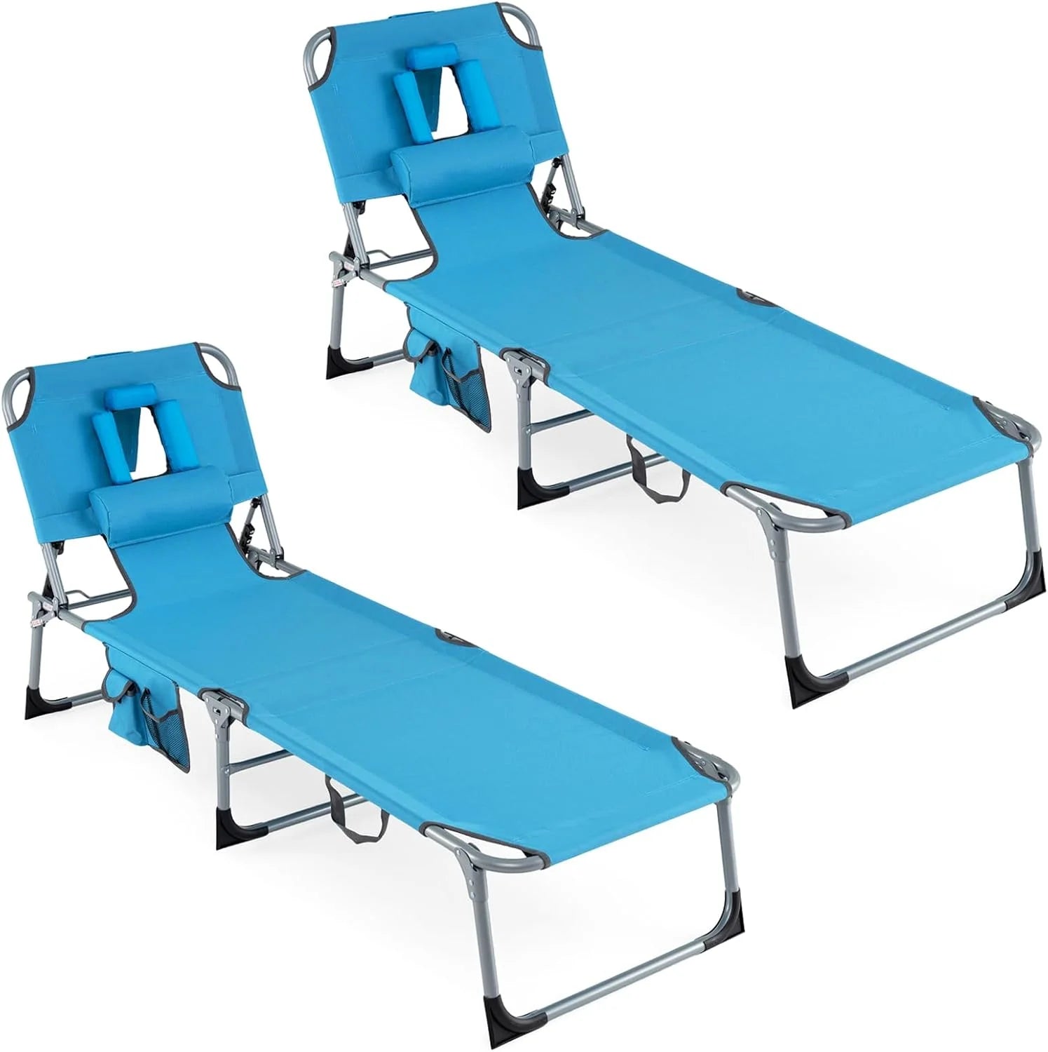 New Arrivals Tanning Chair with Face Hole, Folding Beach Lounge Chair with 4-Position Adjustable Backrest, Camping (1 - Image 10