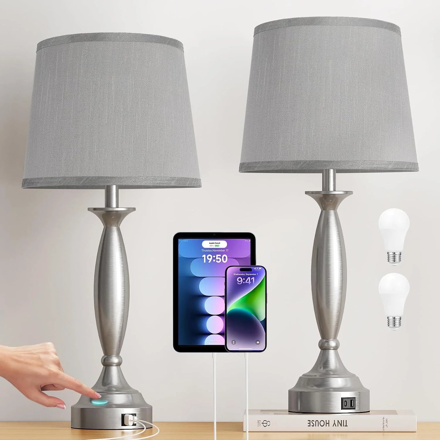 Seealle Touch Bedside Lamps for Nightstand Set of 2, Dimmable, Bulb Included bifanuoyard - Image 4