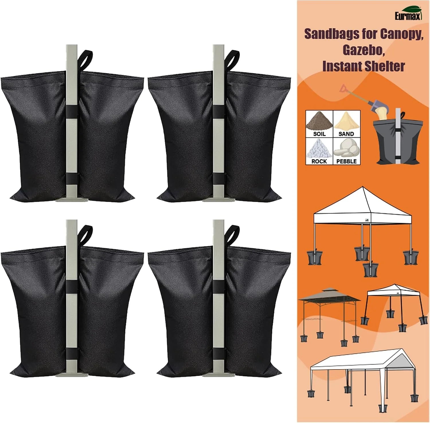 New Arrivals USA 125LBS 4-Pack Universal Canopy Weights, Secure Wind Protection to Prevent Tipping - Image 7