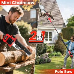 Alternative view of New Arrivals Cordless Pole Saw, 8 Inch Mini Chainsaw, 6.6-Ft Electric Pole Saws