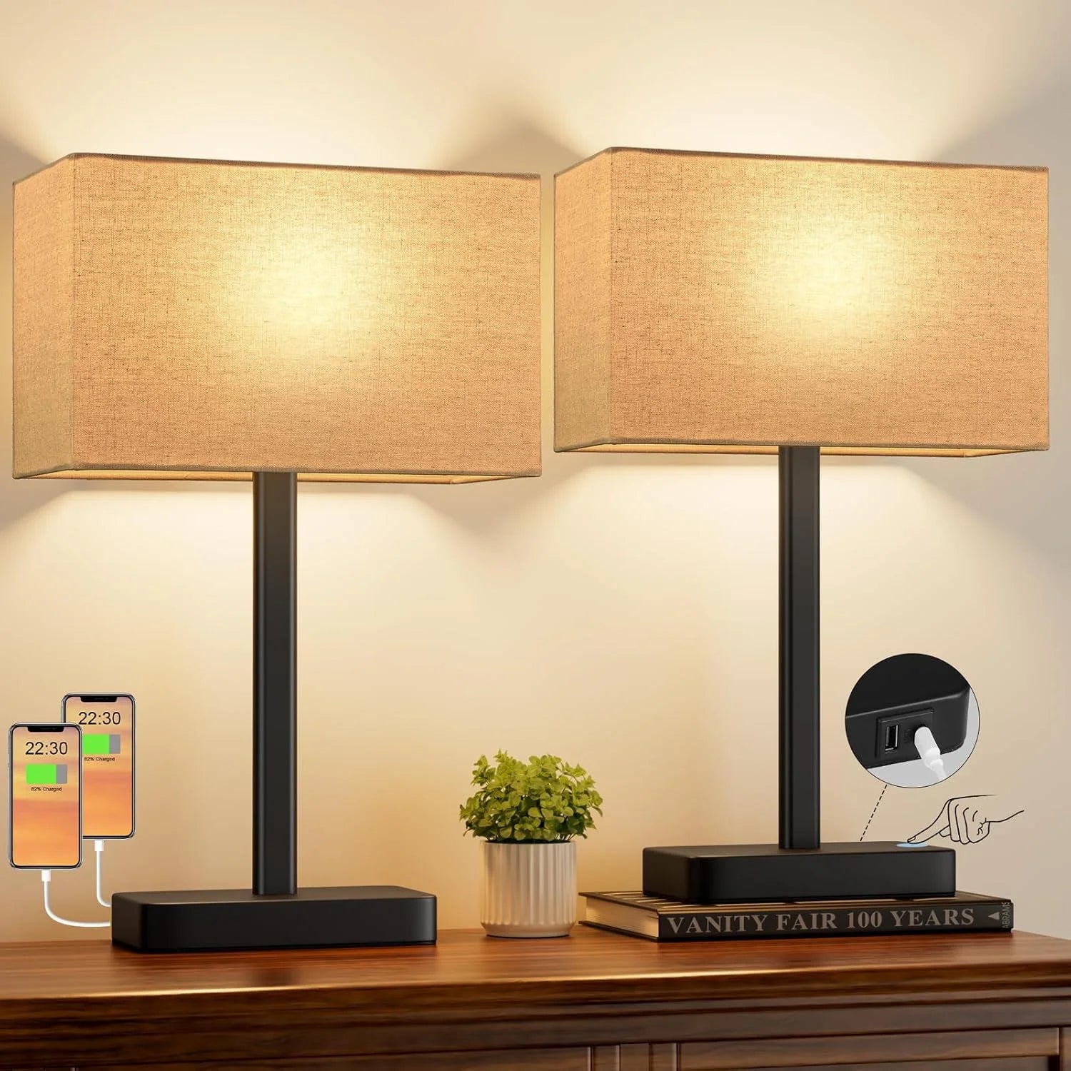 Hong-in Touch Lamps, Dimmable, Grey Modern Table Lamp for Night Stands bifanuoyard - Image 3