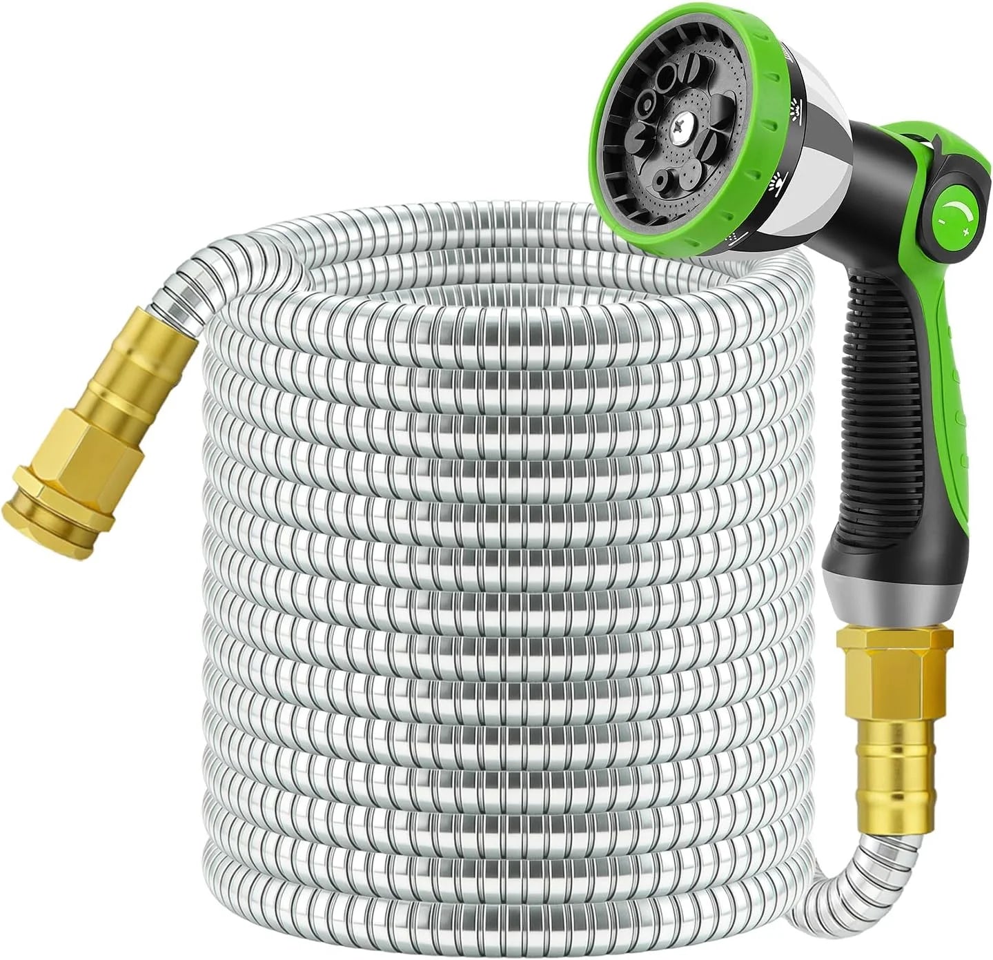 New Arrivals Non-Expandable Garden Hose 100 FT, Lightweight Hose with 10 Function Spray Nozzle, 360° Swivel Connectors - Image 4