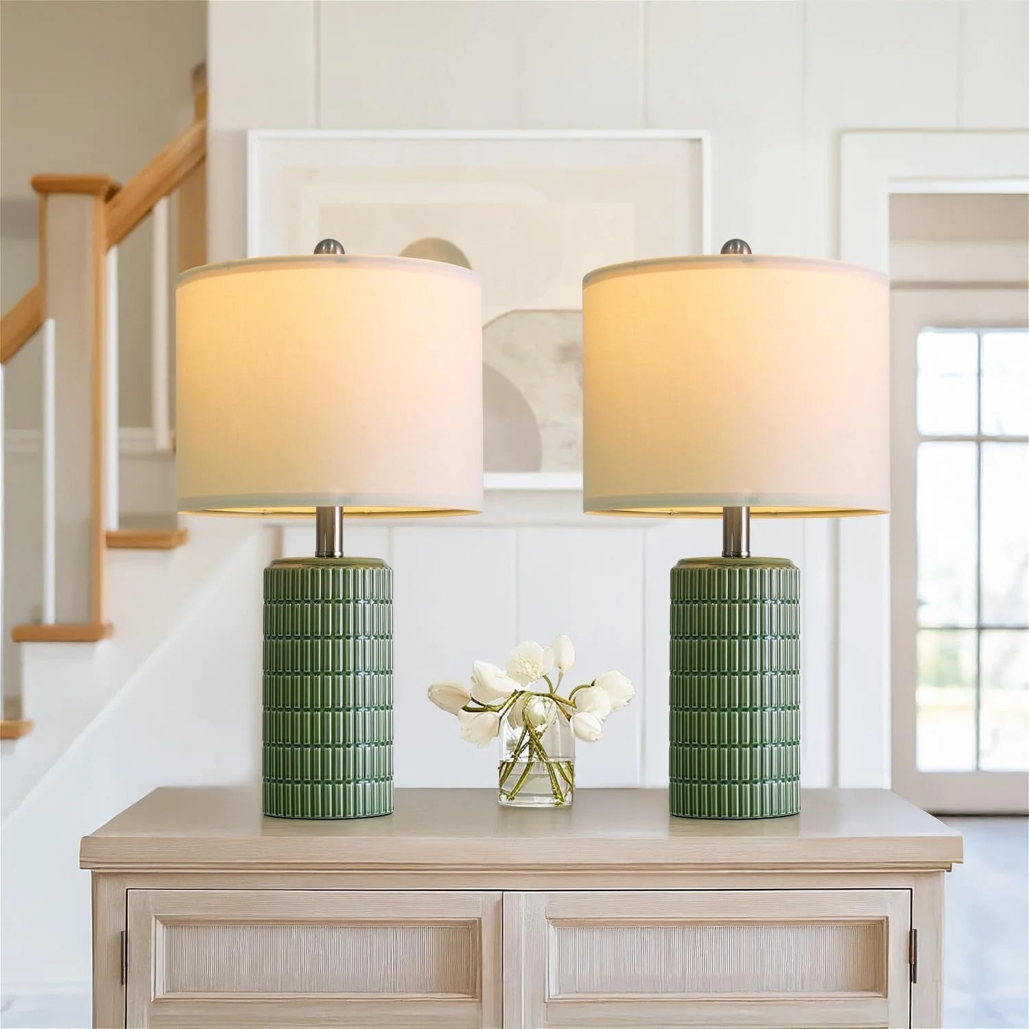 PoKat 20.75" Small Modern Ceramic Table Lamps Set of 2 bifanuoyard - Image 12