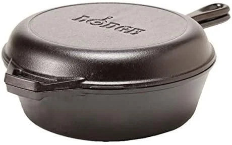 Cast Iron Combo Cooker, PFAS-Free 2-in-1 3.2 Quart Deep Pot and 10.25 Inch Skillet Set - Image 4