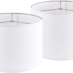New Arrivals Fabric Drum Lamp Shade with Embroidered Leaf Trim 13 Top x 13 Bottom x 10 High (Spider) Set of 2 Medium Lamp