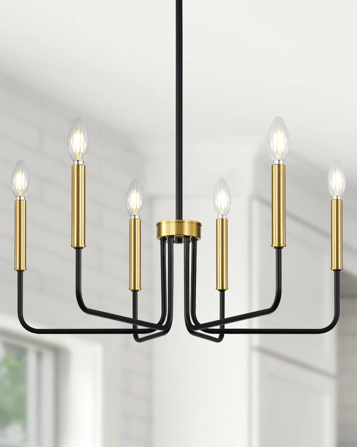 Yunnix 6 Light Champagne Bronze Chandelier, Farmhouse Chandelier for Dining Room Light Fixture Hanging bifanuoyard - Image 8