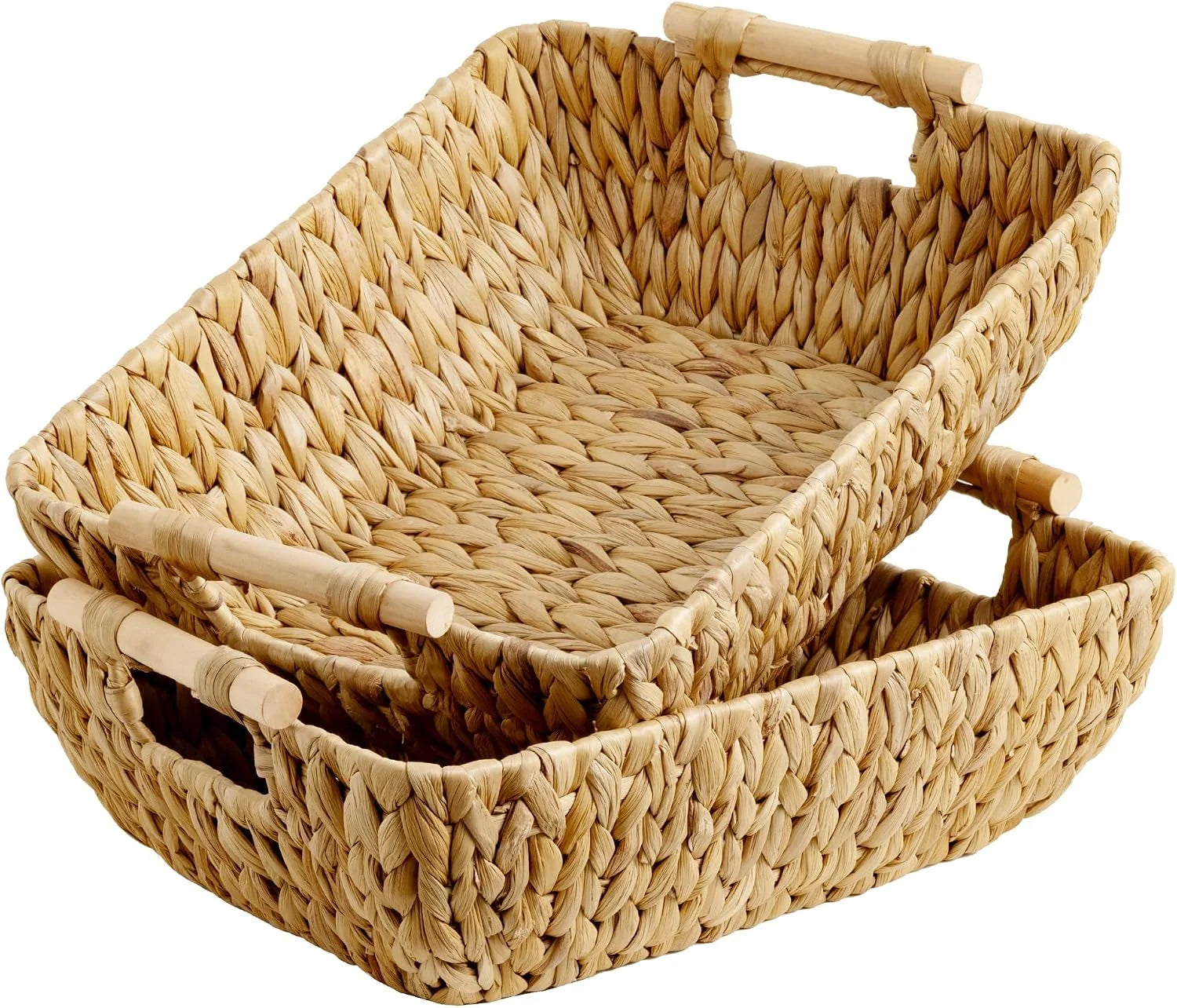 StorageWorks Wicker Baskets for Organizing, Water Hyacinth Storage Baskets, Wicker Storage Baskets for Shelves bifanuoyard - Image 6
