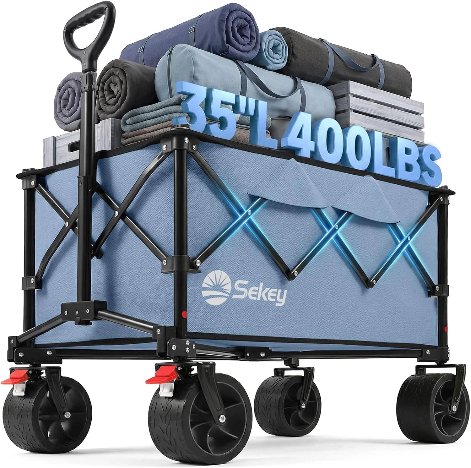 250L Wagons Carts Foldable with Big All-Terrian Beach Wheels, Collapsible Heavy Duty Wagon, Extra Large Folding Wagon - Image 4