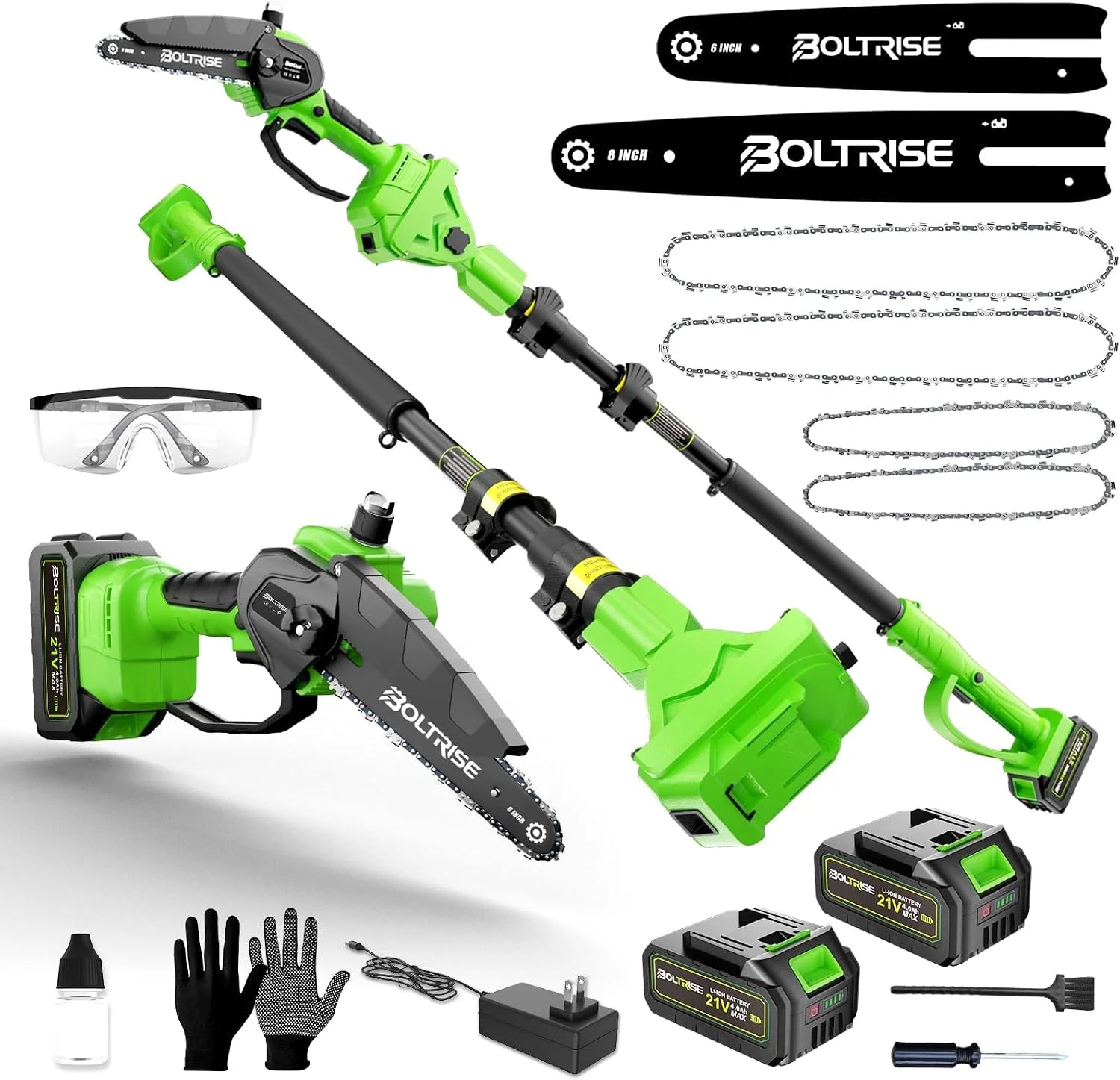 New Arrivals 3-in-1 Electric Pole Saw, 8 Inch & 6 Inch Mini Chainsaw with Extension Pole - Image 3