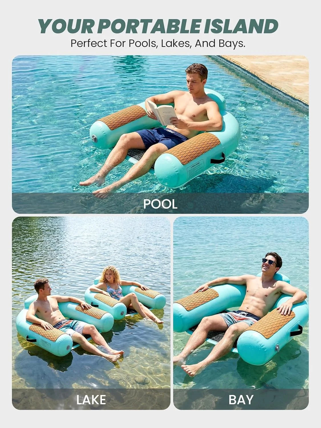 Zeraty Heavy Duty Double-Sided PVC Scrim Floating Chair Inflatable Pool Lounger for Adults, Premium Water Hammock with bifanuoyard - Image 8