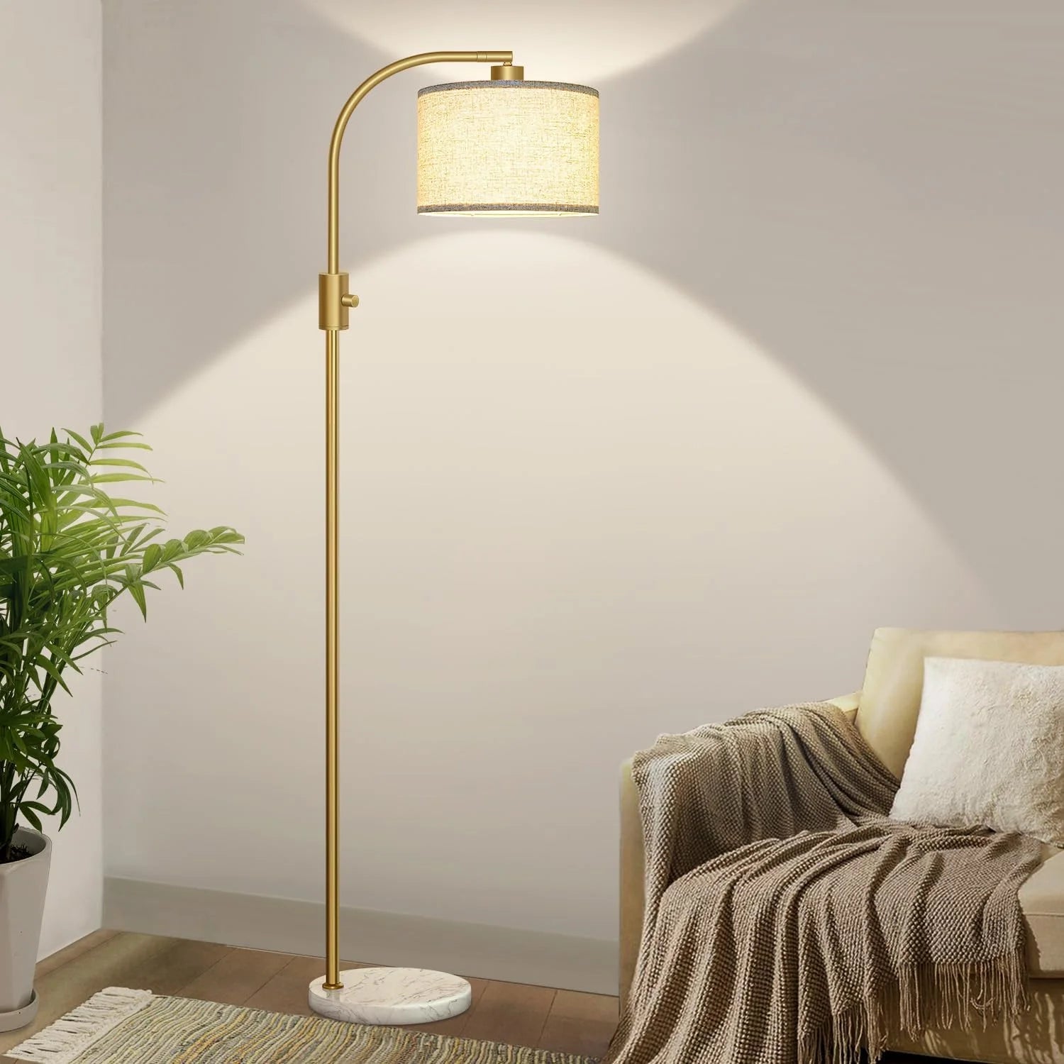 Nintiue Upgraded Modern Arc Dimmable Tall Standing Floor Lamp with Linen Shade, Bulb Included bifanuoyard - Image 7