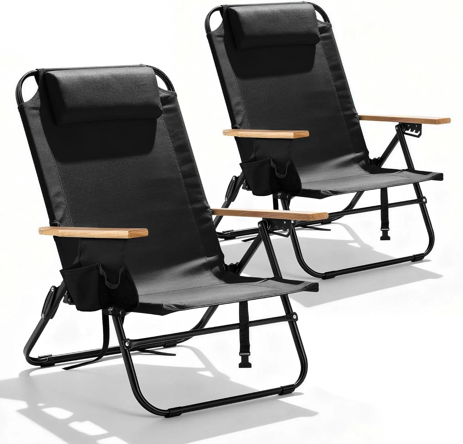 Canpsky 2 Pack Premium 5-Position Reclining Camping Chair, Portable Folding Lightweight Outdoor Chair with Wooden bifanuoyard - Image 11