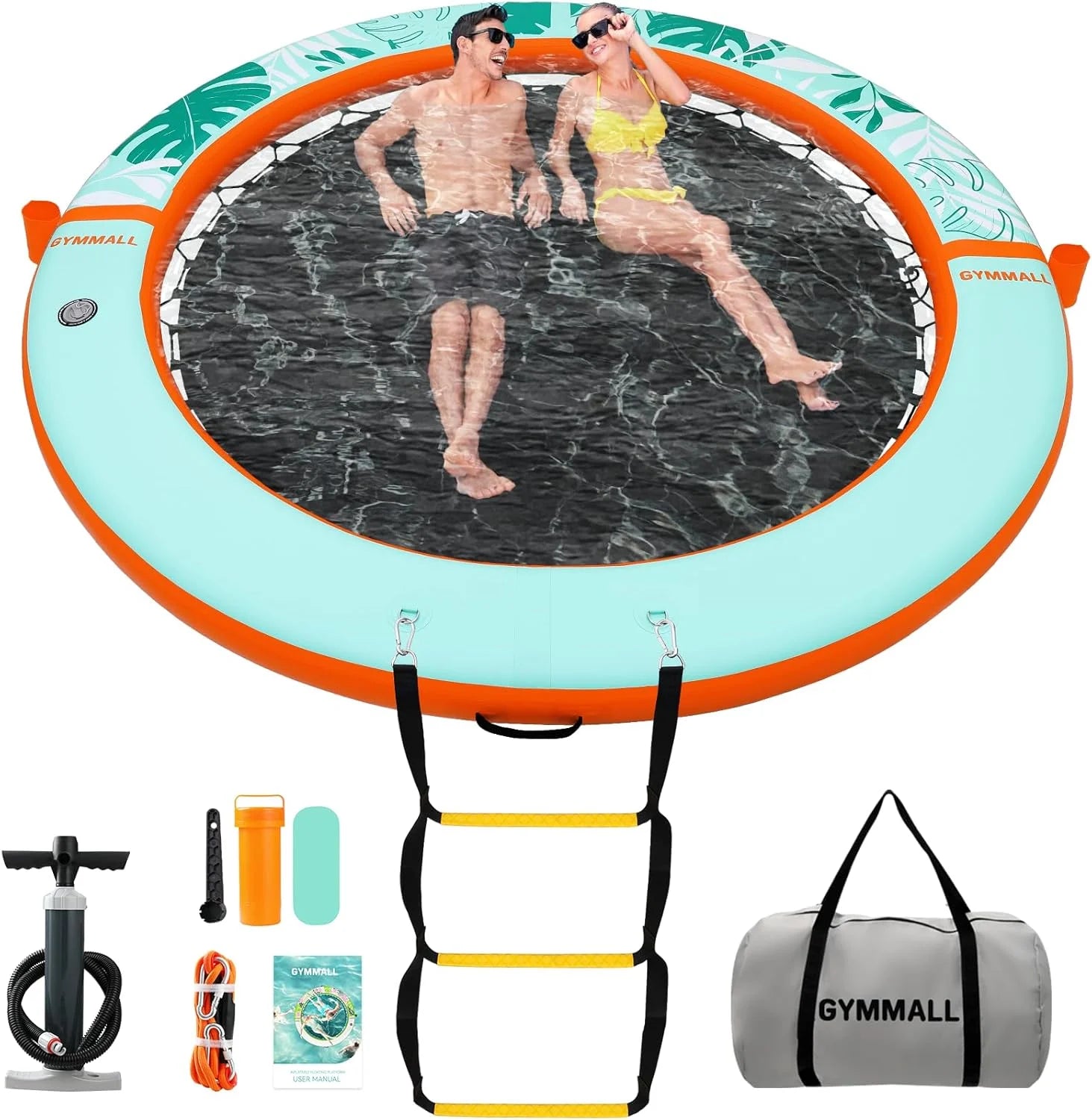 GYMMALL Inflatable Water Hammock Floating Dock 8 FT with Mesh, Tanning Pool Raft Round Ring for Adults bifanuoyard - Image 3