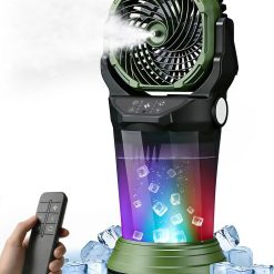 New Arrivals Misting Fan with Remote, 2L Water Tank & 2 Spray Modes, 30000mAh Rechargeable Outdoor Cooling Fan