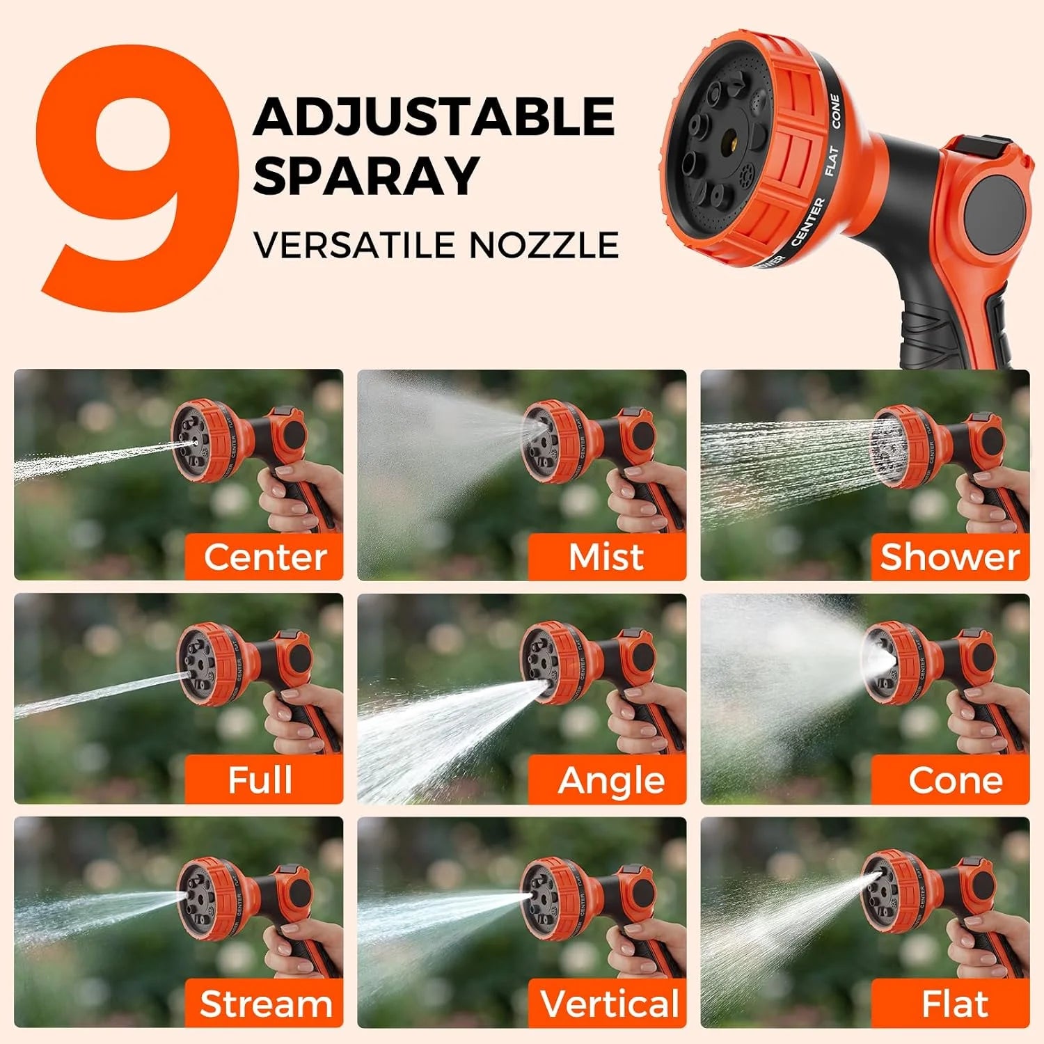 New Arrivals Retractable Garden Hose Reel 5/8 inch x 100 ft Wall-Mounted 9 Pattern Nozzle Any Length Lock Automatic Slow - Image 5