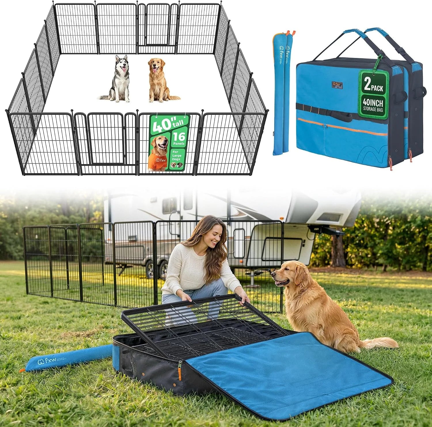 New Arrivals Rollick Dog Playpen, Indoor, 24 H, 8 Panels - Image 49