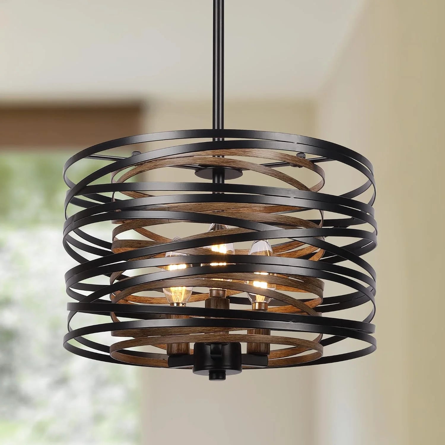 12.6” Farmhouse Chandeliers for Dining Room, 3-Light Industrial Metal Hanging Light Fixture bifanuoyard - Image 4