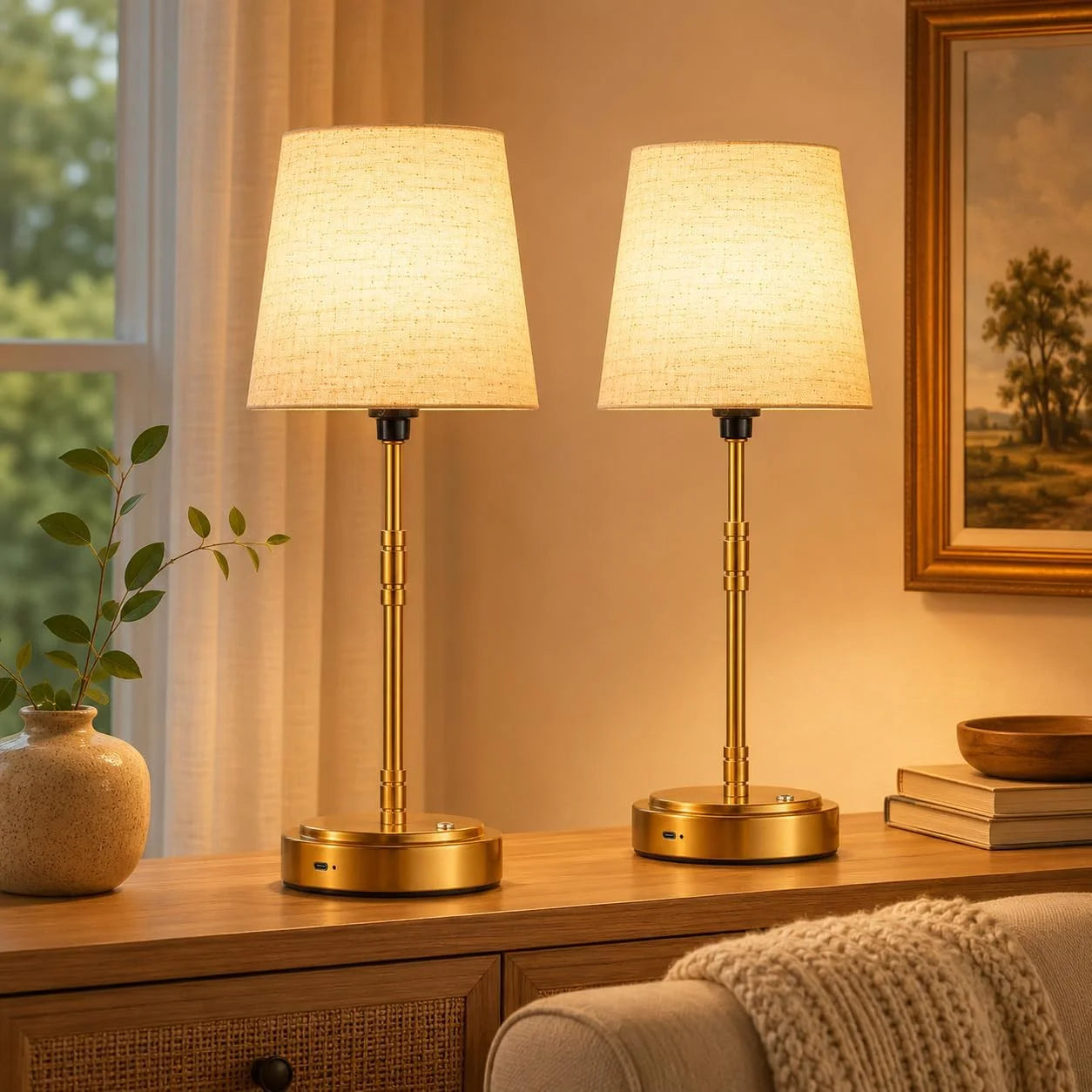 Cordless Table Lamps Set of 2 ¨C Battery Operated Lamp with 7500mAh Rechargeable Battery, Dimmable, Bulb Included bifanuoyard - Image 6