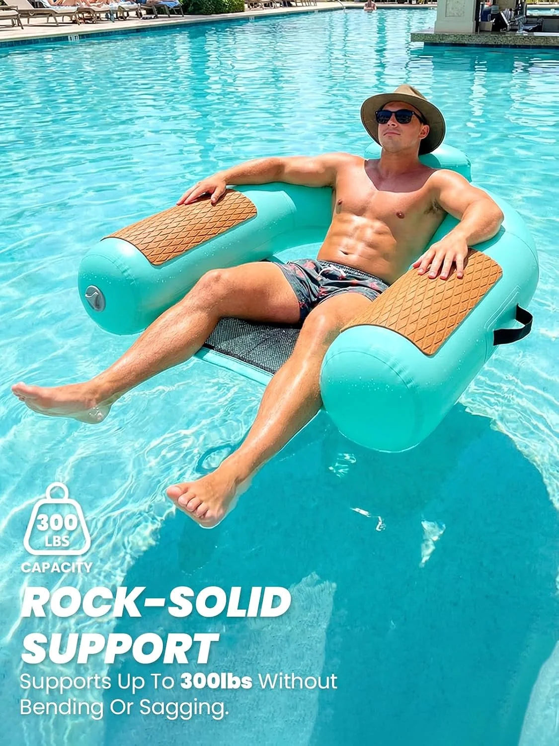 Zeraty Heavy Duty Double-Sided PVC Scrim Floating Chair Inflatable Pool Lounger for Adults, Premium Water Hammock with bifanuoyard - Image 4