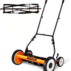 New Arrivals 18-Inch Manual Lawn Mower, 5-Blade Push Reel, 9 Heights – For Lawn Care